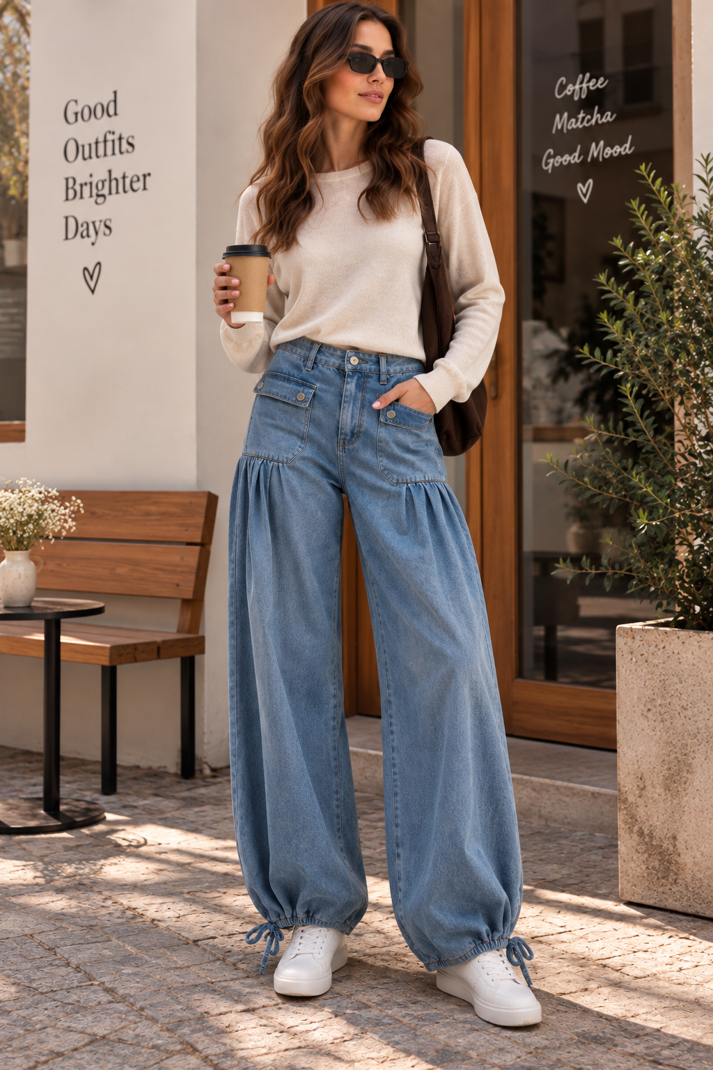 Clara Wide-Leg Ruffle Jeans