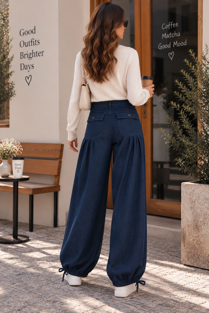 Clara Wide-Leg Ruffle Jeans