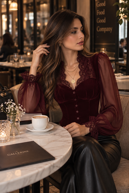 Amelia Lace V-Neck Blouse