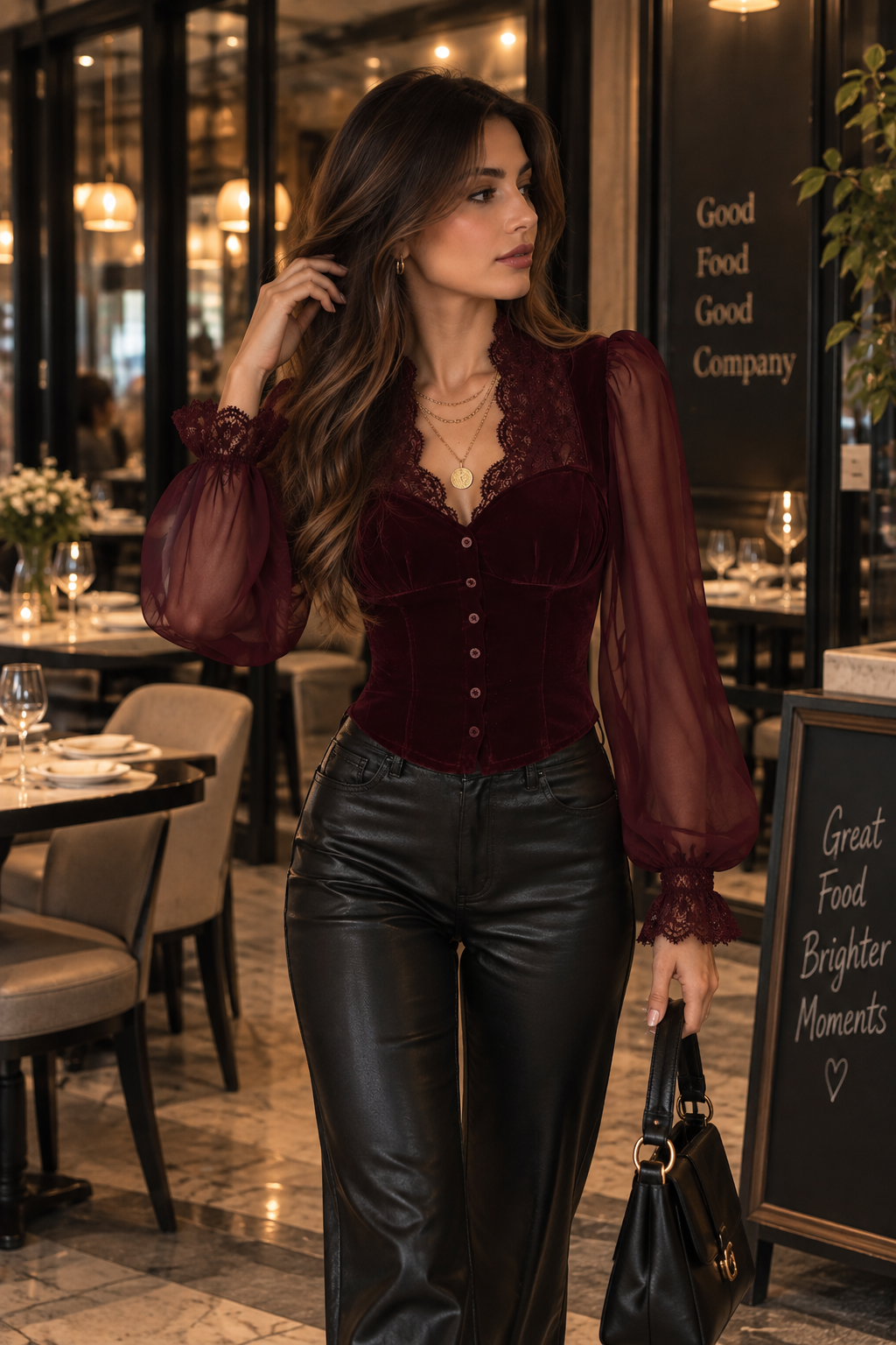 Amelia Lace V-Neck Blouse