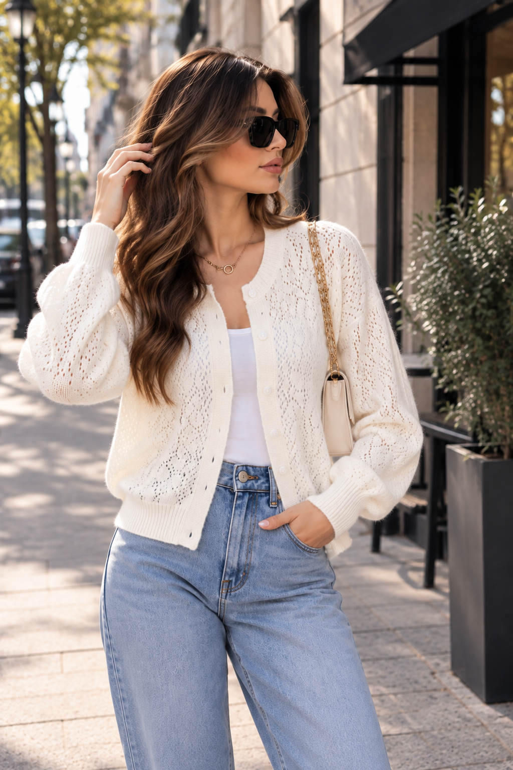 Ivory Breeze Openwork Top