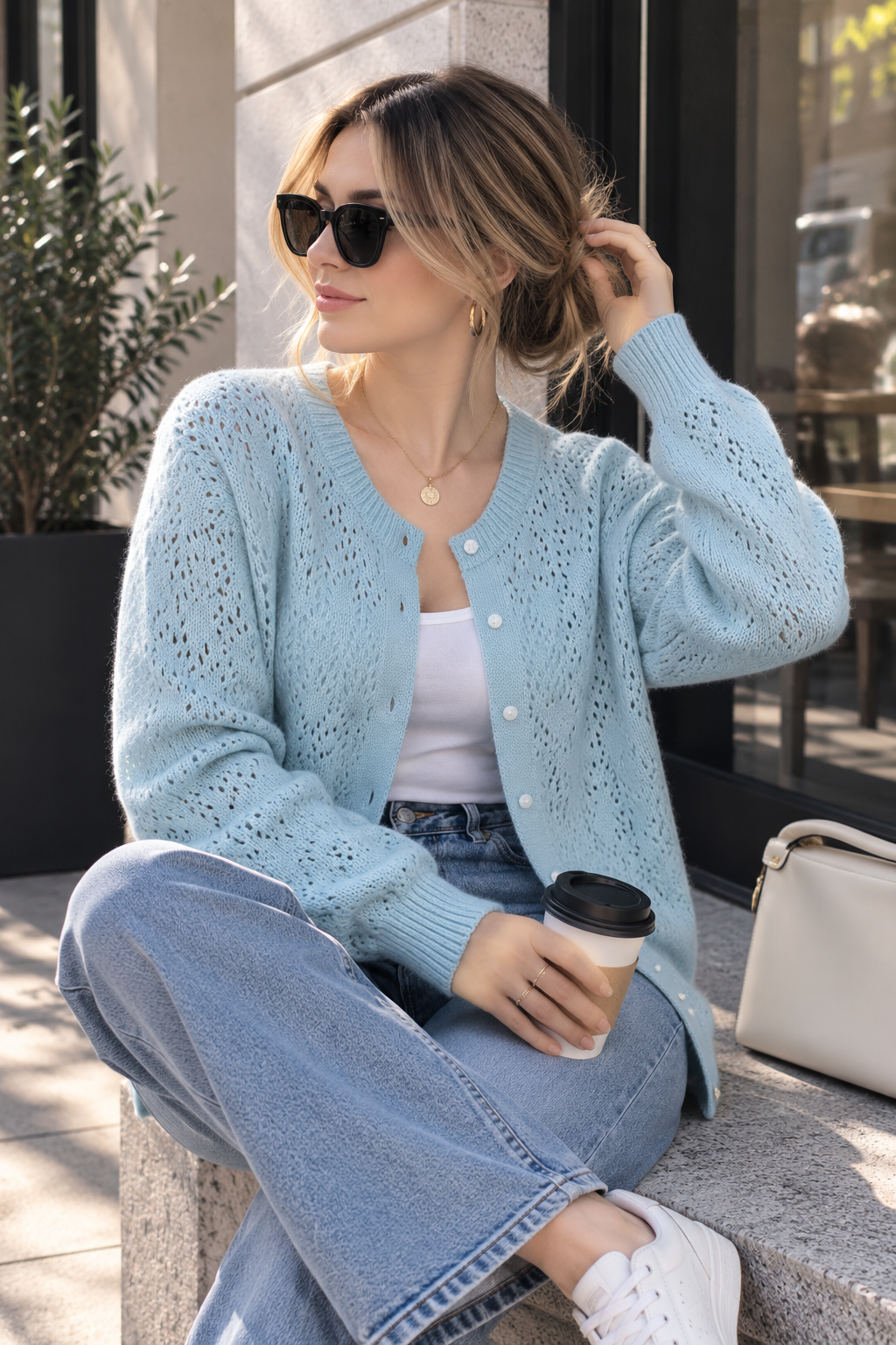 Ivory Breeze Openwork Top