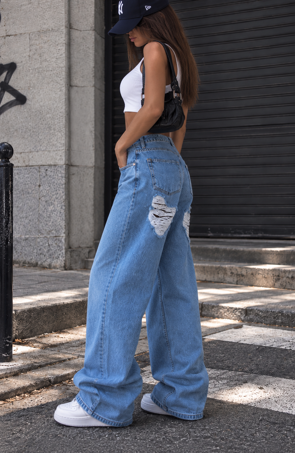Leonie Wide-Leg Ripped Jeans